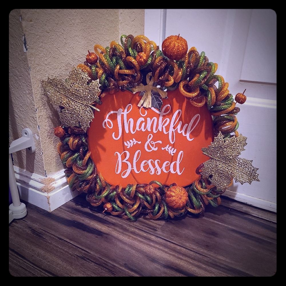 Thankful & Blessed hand made Fall wreath